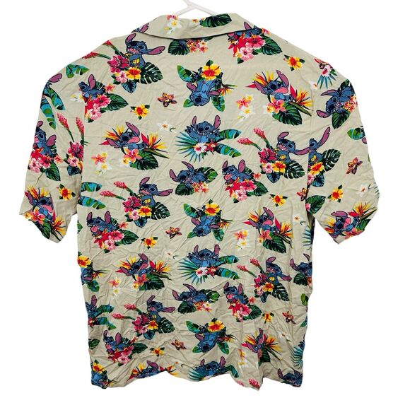 Disney Stitch Hawaiian Shirt Short Sleeve 100% Rayon Tropical Aloha Mens Size XL - Picture 4 of 7